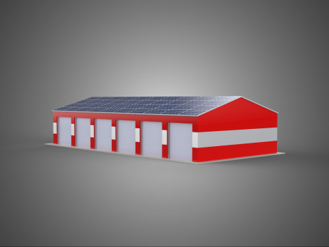 SOLAR POWER ROOF GARAGE FIRE STATION HOUSE HALL DEPARTMENT 5 BAY 3D Model