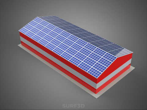 SOLAR POWER ROOF GARAGE FIRE STATION HOUSE HALL DEPARTMENT 5 BAY Modelo 3D