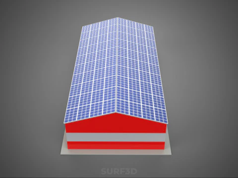 TOIT &Agrave; &Eacute;NERGIE SOLAIRE GARAGE CASERNE DE POMPIERS MAISON HALL D&Eacute;PARTEMENT 5 BAIES Modèle 3D