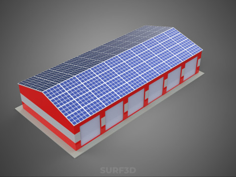 SOLAR POWER ROOF GARAGE FIRE STATION HOUSE HALL DEPARTMENT 5 BAY Modelo 3D