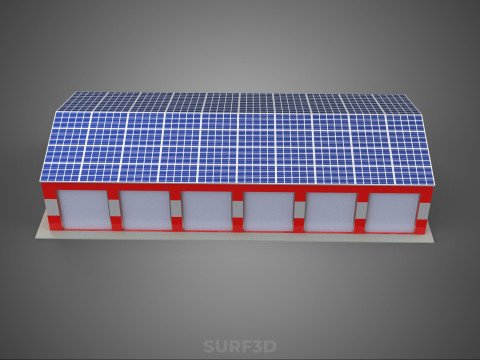 SOLAR POWER ROOF GARAGE FIRE STATION HOUSE HALL DEPARTMENT 5 BAY Modelo 3D
