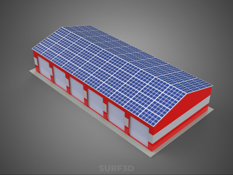 SOLAR POWER ROOF GARAGE FIRE STATION HOUSE HALL DEPARTMENT 5 BAY Modelo 3D