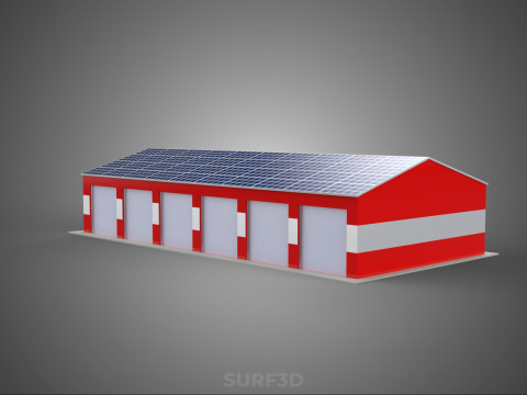 SOLAR POWER ROOF GARAGE FIRE STATION HOUSE HALL DEPARTMENT 5 BAY Modelo 3D
