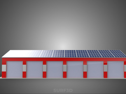 SOLAR POWER ROOF GARAGE FIRE STATION HOUSE HALL DEPARTMENT 5 BAY Modelo 3D