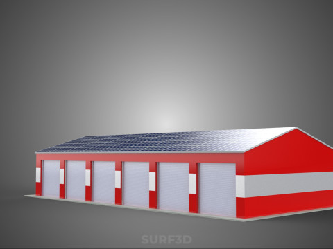 SOLAR POWER ROOF GARAGE FIRE STATION HOUSE HALL DEPARTMENT 5 BAY Modelo 3D