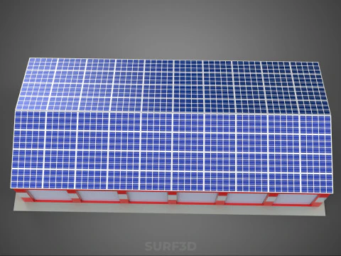 TOIT &Agrave; &Eacute;NERGIE SOLAIRE GARAGE CASERNE DE POMPIERS MAISON HALL D&Eacute;PARTEMENT 5 BAIES Modèle 3D