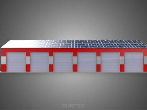 SOLAR POWER ROOF GARAGE FIRE STATION HOUSE HALL DEPARTMENT 5 BAY Modelo 3D