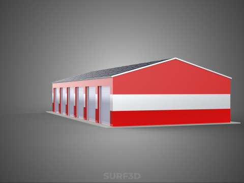 SOLAR POWER ROOF GARAGE FIRE STATION HOUSE HALL DEPARTMENT 5 BAY Modelo 3D