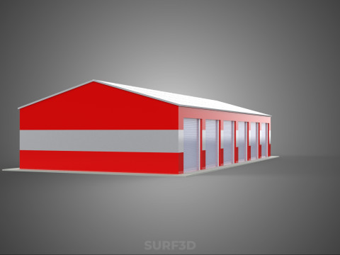 SOLAR POWER ROOF GARAGE FIRE STATION HOUSE HALL DEPARTMENT 5 BAY Modelo 3D