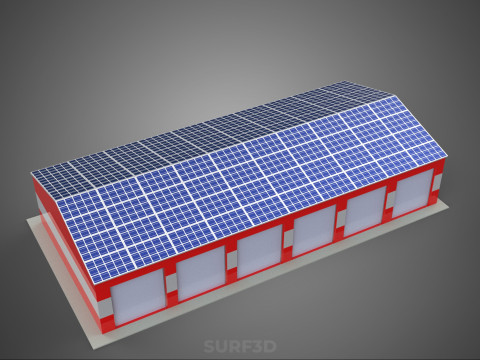 SOLAR POWER ROOF GARAGE FIRE STATION HOUSE HALL DEPARTMENT 5 BAY Modelo 3D