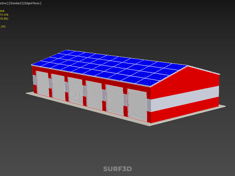 SOLAR POWER ROOF GARAGE FIRE STATION HOUSE HALL DEPARTMENT 5 BAY Modelo 3D