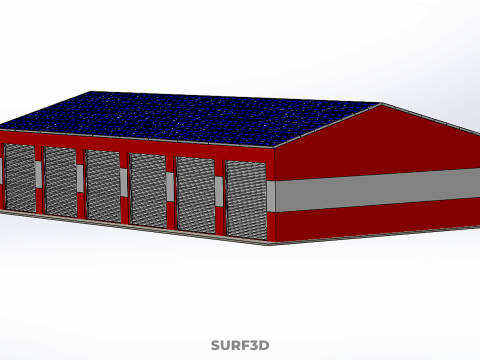 SOLAR POWER ROOF GARAGE FIRE STATION HOUSE HALL DEPARTMENT 5 BAY Modelo 3D