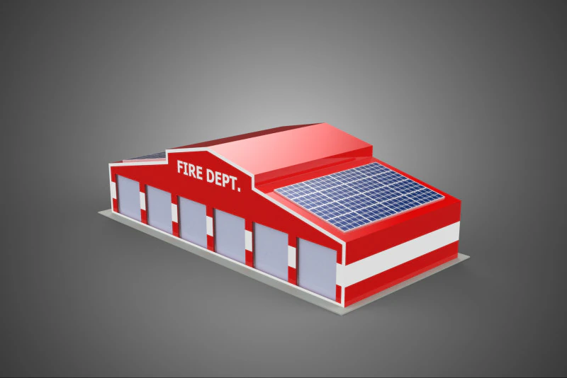 ZONNE DAK BRANDMOTOR GARAGE STATION BRANDWEER DEUR AFDELING 3D Model .c4d .max .obj .3ds .fbx .stl .blend