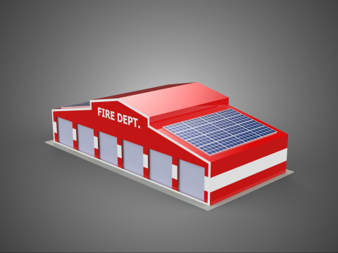 SOLAR ROOF FIRE ENGINE GARAGE STATION FIREHOUSE DOOR DEPARTMENT 3D Model