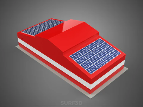 ZONNE DAK BRANDMOTOR GARAGE STATION BRANDWEER DEUR AFDELING 3D Model