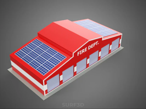 ZONNE DAK BRANDMOTOR GARAGE STATION BRANDWEER DEUR AFDELING 3D Model