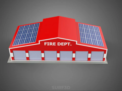 ZONNE DAK BRANDMOTOR GARAGE STATION BRANDWEER DEUR AFDELING 3D Model