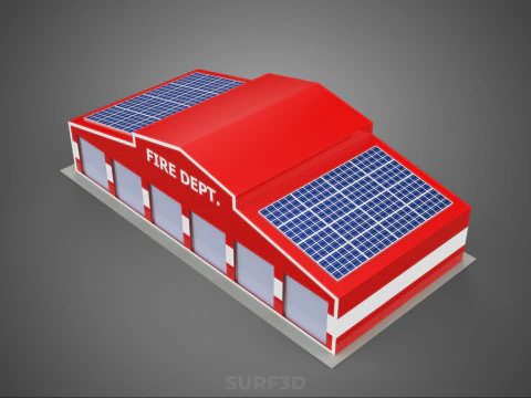 ZONNE DAK BRANDMOTOR GARAGE STATION BRANDWEER DEUR AFDELING 3D Model