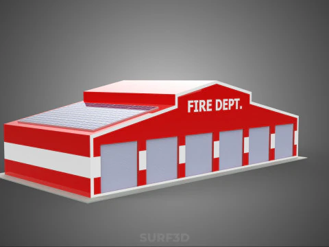 ZONNE DAK BRANDMOTOR GARAGE STATION BRANDWEER DEUR AFDELING 3D Model