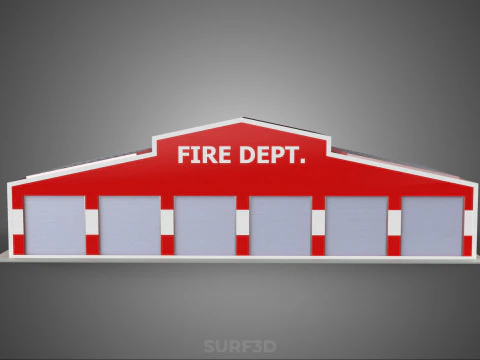 ZONNE DAK BRANDMOTOR GARAGE STATION BRANDWEER DEUR AFDELING 3D Model
