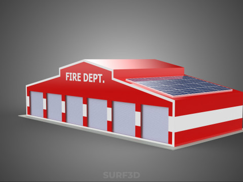 SOLAR ROOF FIRE ENGINE GARAGE STATION FIREHOUSE DOOR DEPARTMENT Modelo 3D
