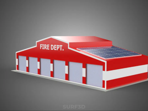 ZONNE DAK BRANDMOTOR GARAGE STATION BRANDWEER DEUR AFDELING 3D Model