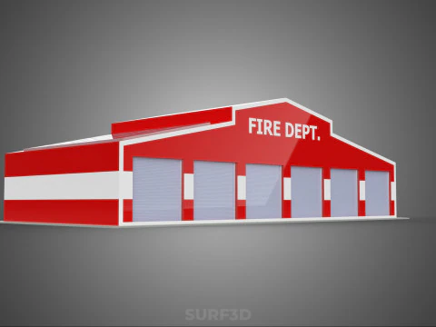 ZONNE DAK BRANDMOTOR GARAGE STATION BRANDWEER DEUR AFDELING 3D Model