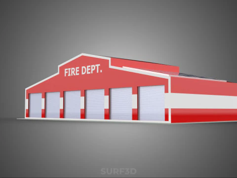 ZONNE DAK BRANDMOTOR GARAGE STATION BRANDWEER DEUR AFDELING 3D Model