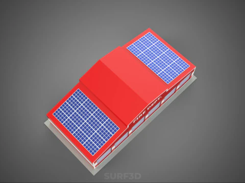 ZONNE DAK BRANDMOTOR GARAGE STATION BRANDWEER DEUR AFDELING 3D Model