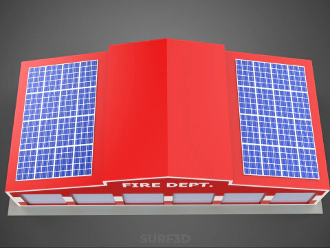 ZONNE DAK BRANDMOTOR GARAGE STATION BRANDWEER DEUR AFDELING 3D Model