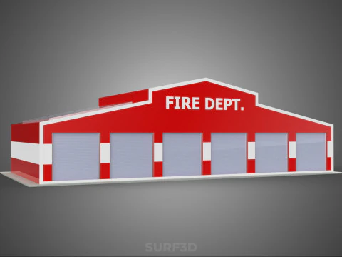 ZONNE DAK BRANDMOTOR GARAGE STATION BRANDWEER DEUR AFDELING 3D Model