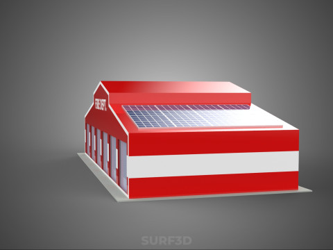 SOLAR ROOF FIRE ENGINE GARAGE STATION FIREHOUSE DOOR DEPARTMENT Modelo 3D