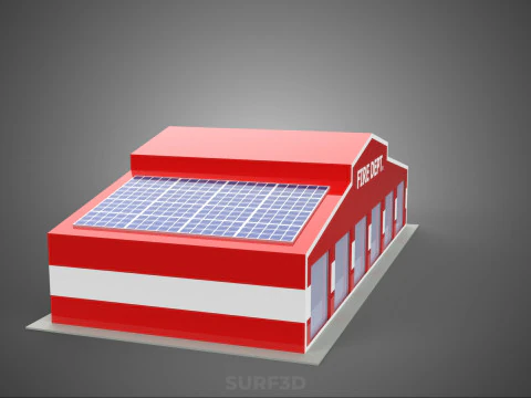 ZONNE DAK BRANDMOTOR GARAGE STATION BRANDWEER DEUR AFDELING 3D Model