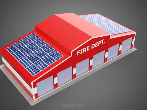 SOLAR ROOF FIRE ENGINE GARAGE STATION FIREHOUSE DOOR DEPARTMENT Modelo 3D