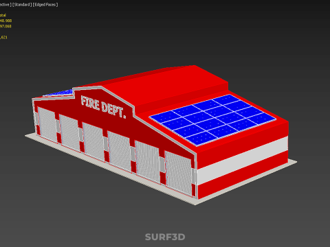 SOLAR ROOF FIRE ENGINE GARAGE STATION FIREHOUSE DOOR DEPARTMENT Modelo 3D