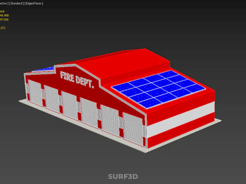 ZONNE DAK BRANDMOTOR GARAGE STATION BRANDWEER DEUR AFDELING 3D Model