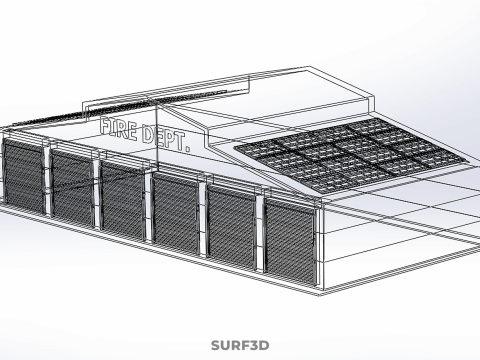 SOLAR ROOF FIRE ENGINE GARAGE STATION FIREHOUSE DOOR DEPARTMENT Modelo 3D