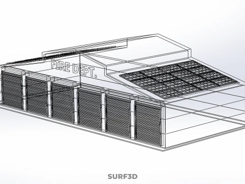 ZONNE DAK BRANDMOTOR GARAGE STATION BRANDWEER DEUR AFDELING 3D Model