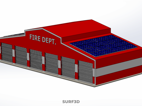 SOLAR ROOF FIRE ENGINE GARAGE STATION FIREHOUSE DOOR DEPARTMENT Modelo 3D