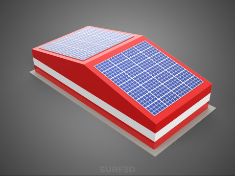 SOLAR ROOFTOP TRUCK FIRE ENGINE GARAGE STATION HOUSE OFFICE GATE Modelo 3D