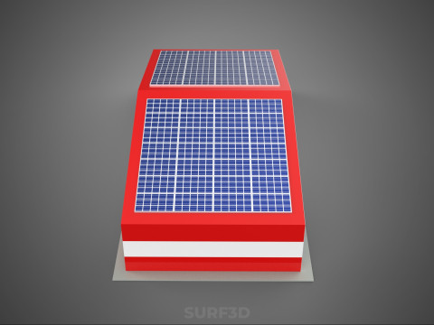 SOLAR ROOFTOP TRUCK FIRE ENGINE GARAGE STATION HOUSE OFFICE GATE Modelo 3D