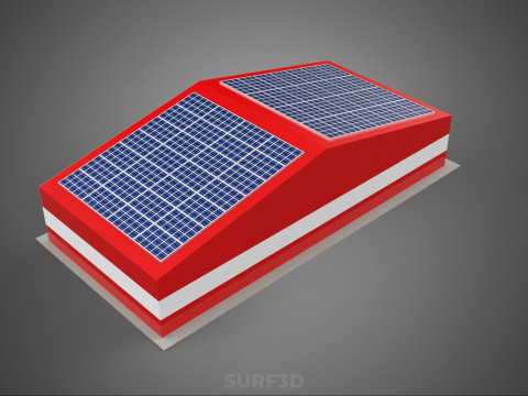 SOLAR ROOFTOP TRUCK FIRE ENGINE GARAGE STATION HOUSE OFFICE GATE Modelo 3D