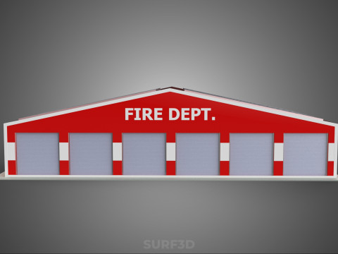 SOLAR ROOFTOP TRUCK FIRE ENGINE GARAGE STATION HOUSE OFFICE GATE Modelo 3D