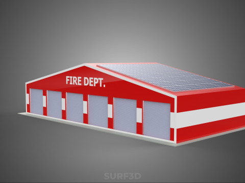 SOLAR ROOFTOP TRUCK FIRE ENGINE GARAGE STATION HOUSE OFFICE GATE Modelo 3D