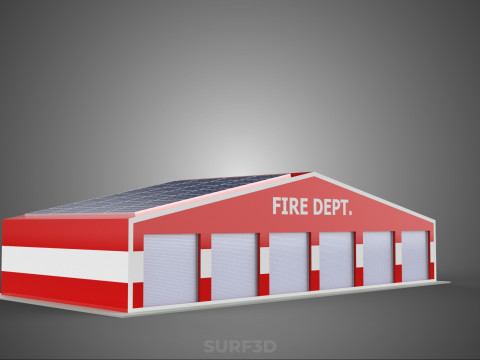 SOLAR ROOFTOP TRUCK FIRE ENGINE GARAGE STATION HOUSE OFFICE GATE Modelo 3D