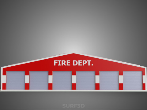 SOLAR ROOFTOP TRUCK FIRE ENGINE GARAGE STATION HOUSE OFFICE GATE Modelo 3D