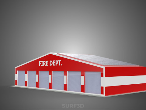SOLAR ROOFTOP TRUCK FIRE ENGINE GARAGE STATION HOUSE OFFICE GATE Modelo 3D