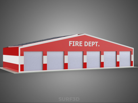 SOLAR ROOFTOP TRUCK FIRE ENGINE GARAGE STATION HOUSE OFFICE GATE Modelo 3D