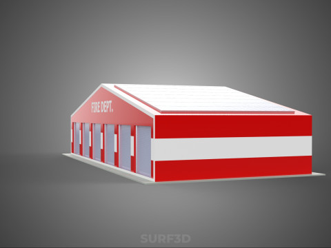 SOLAR ROOFTOP TRUCK FIRE ENGINE GARAGE STATION HOUSE OFFICE GATE Modelo 3D