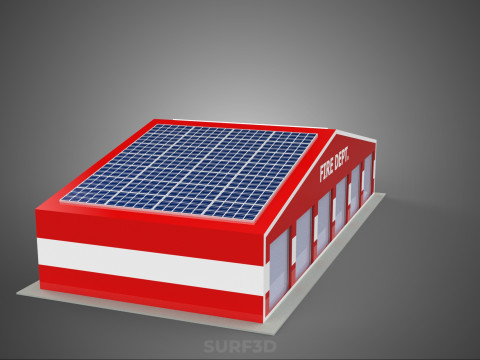 SOLAR ROOFTOP TRUCK FIRE ENGINE GARAGE STATION HOUSE OFFICE GATE Modelo 3D